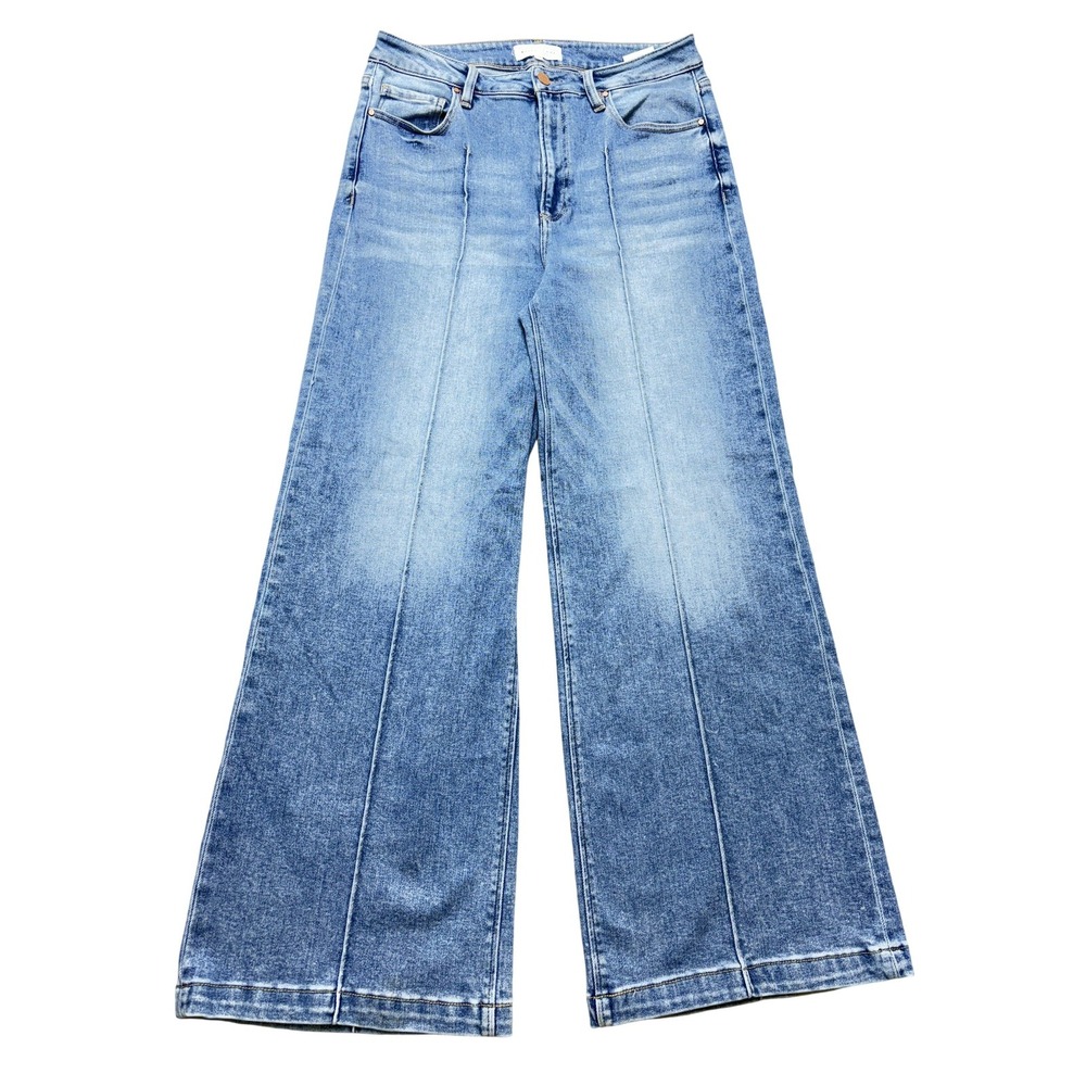 Risen Jeans Juniors Wide Leg Jeans Blue Medium Wash High Rise Denim 11/30